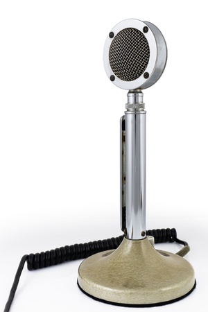 Old microphone on white backgroundの写真素材