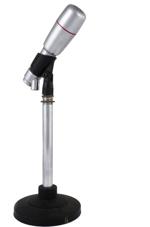 Old microphone on white backgroundの写真素材