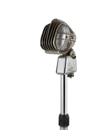 Old microphone on white backgroundの写真素材