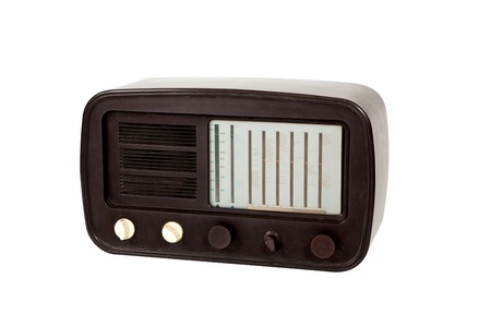 Retro brown radio on white backgroundの写真素材