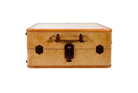 Old vintage suitcase on white backgroundの写真素材