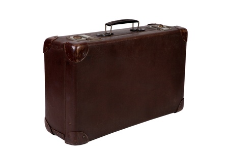 Old vintage suitcase on white backgroundの写真素材