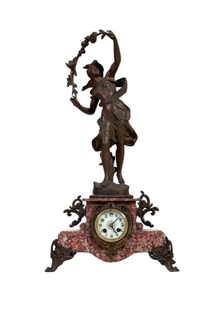 Vintage clock on white backgroundの写真素材