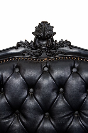 Luxury black leather sofa on white backgroundの写真素材