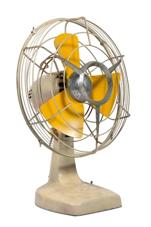 Old vintage fan on white backgroundの写真素材