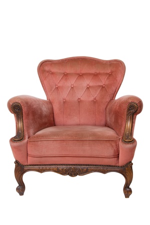 Red luxury armchair on white backgroundの写真素材