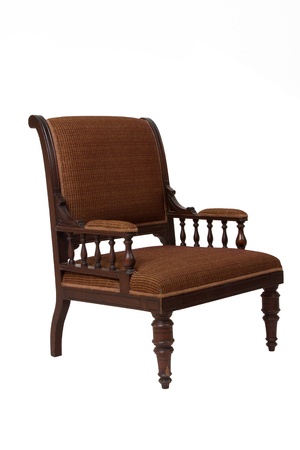 Vintage brown chair on white backgroundの写真素材