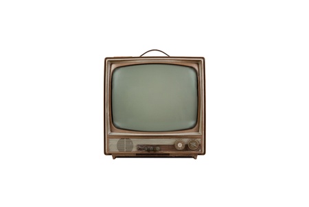 Old vintage television on white backgroundの写真素材