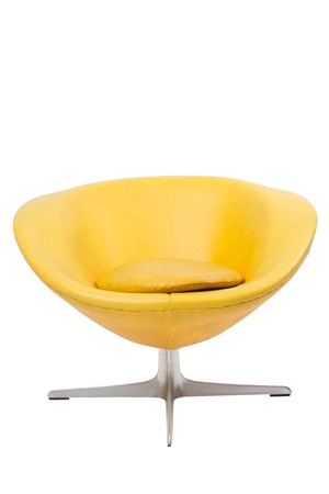 Yellow modern styled chair on white backgroundの写真素材