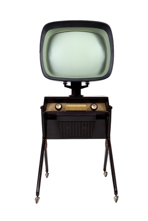 Vintage TV stand on white backgroundの写真素材