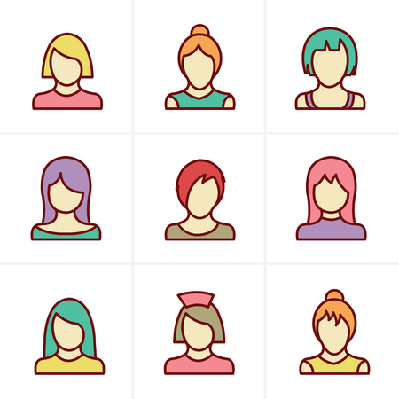 Icons Style  Woman Icons Set, Vector Designのイラスト素材