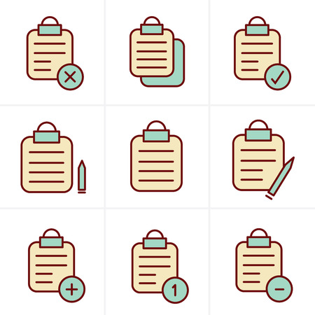 Icons Style  Vector isolated clipboard, list icons setのイラスト素材