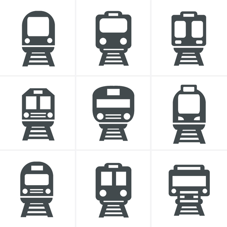 Set of transport icons - Train and Tram, vector illustrationのイラスト素材