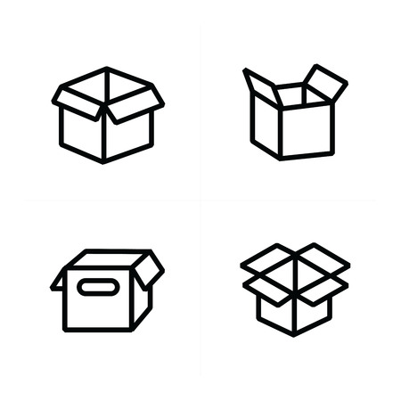 set of parcel box, open box iconsのイラスト素材