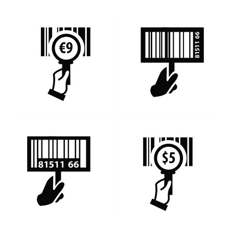 Hand and Zoom Barcode iconのイラスト素材