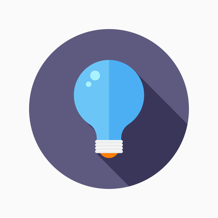 Light-bulb flat icon with long shadow on blue circle background , vector illustration , eps10のイラスト素材