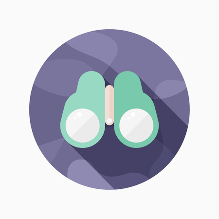 Binoculars flat icon with long shadow on blue circle background , vector illustration , eps10のイラスト素材