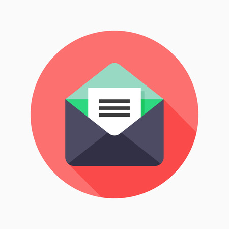 E-mail flat icon with long shadow on blue circle background , vector illustration , eps10のイラスト素材