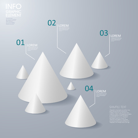 modern vector abstract cone chart infographic elements.can be used for workflow layout, diagram, number options, web design.  illustration ,EPS10のイラスト素材