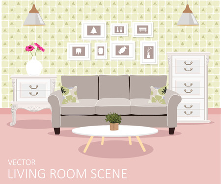 Interior of a living room. Modern flat design illustrationのイラスト素材