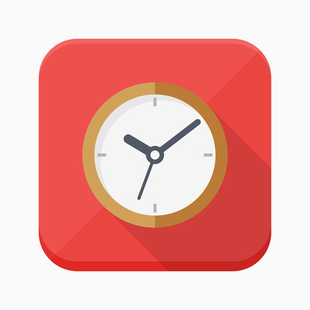 Clock icon - vector , eps10 (flat icon , long shadow)のイラスト素材