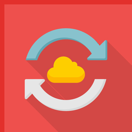 Cloud sync icon, vector illustration. Flat design style with long shadow,eps10のイラスト素材