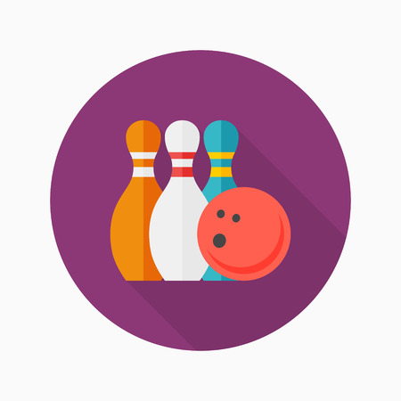 Bowling icon, vector illustration. Flat design style with long shadow,eps10のイラスト素材