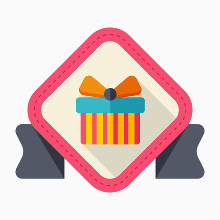Gift icon, vector illustration. Flat design style with long shadow のイラスト素材