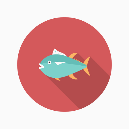 Tuna  flat  icon with long shadowのイラスト素材