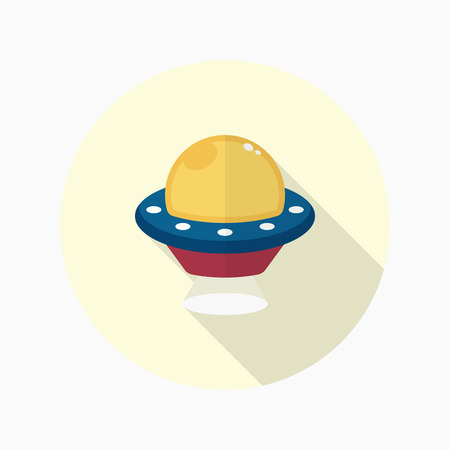 UFO flat  icon with long shadow,のイラスト素材