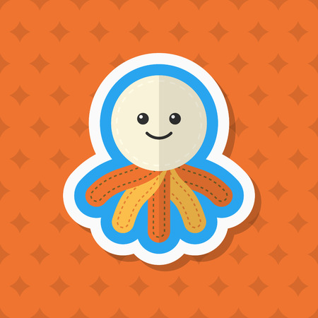 Rag doll icon, Vector flat long shadow design. Children's toys concept.のイラスト素材