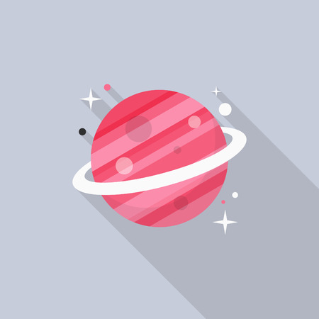 Planet flat  icon with long shadow,eps10,のイラスト素材