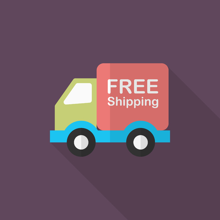 Van and Shipping icon, Vector flat long shadow design. Transport concept.のイラスト素材