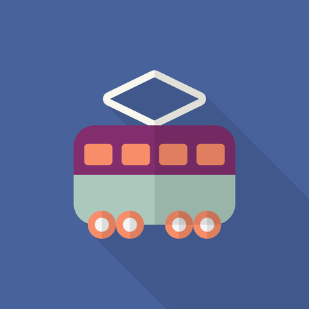Tram icon , Vector flat long shadow design. Transport concept.のイラスト素材