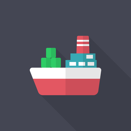 Cargo ships icon, Vector flat long shadow design. Transport concept.のイラスト素材