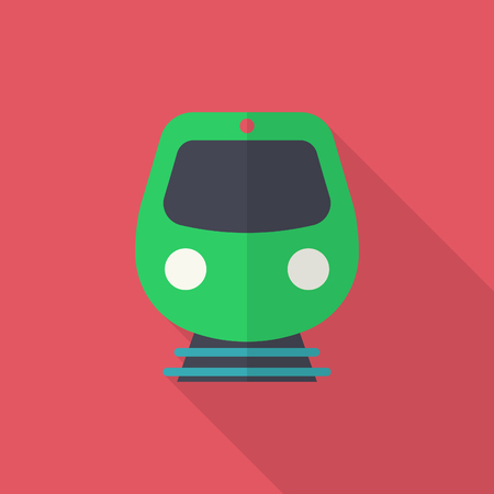 High speed train icon, Vector flat long shadow design. Transport concept.のイラスト素材