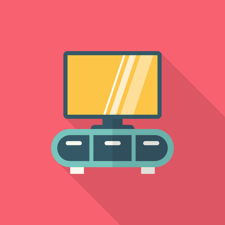 TV cabinet icon , Vector flat long shadow design.のイラスト素材
