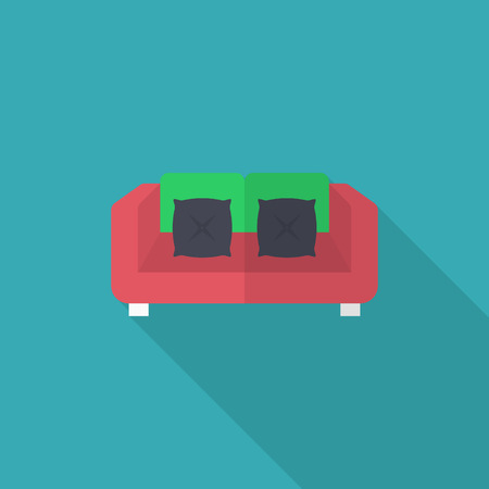 Sofa icon , Vector flat long shadow design.のイラスト素材