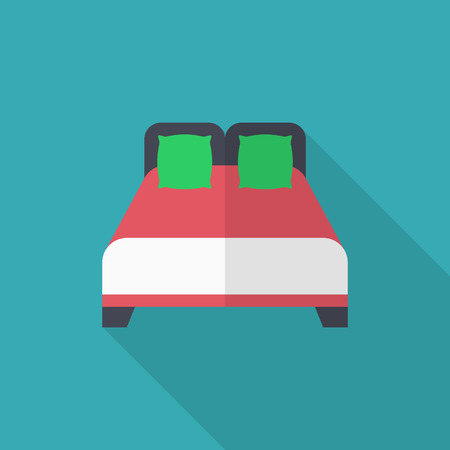 Bed icon , Vector flat long shadow design.のイラスト素材