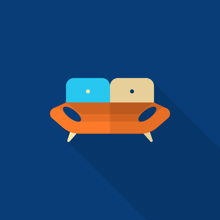 Sofa icon , Vector flat long shadow design.のイラスト素材