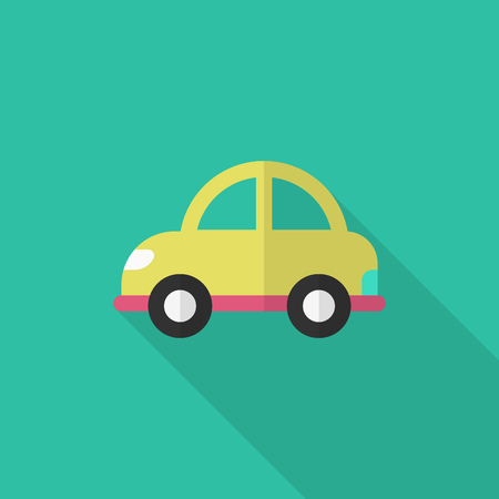 Car icon, Vector flat long shadow design. Transport concept.のイラスト素材