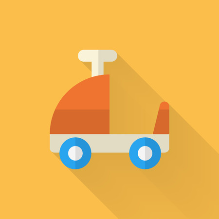 Toy car walker icon , Vector flat long shadow design. Children's toys concept.のイラスト素材