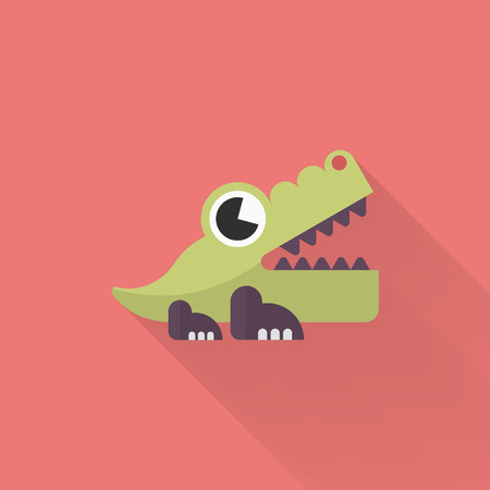 Alligator toy icon , Vector flat long shadow design. Children's toys concept.のイラスト素材