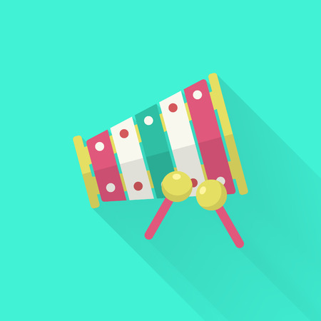 Piano toy icon , Vector flat long shadow design. Children's toys concept.のイラスト素材