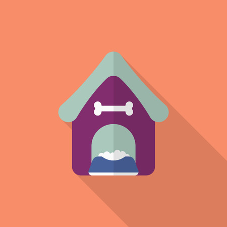 Dog house icon , Vector flat long shadow design.のイラスト素材