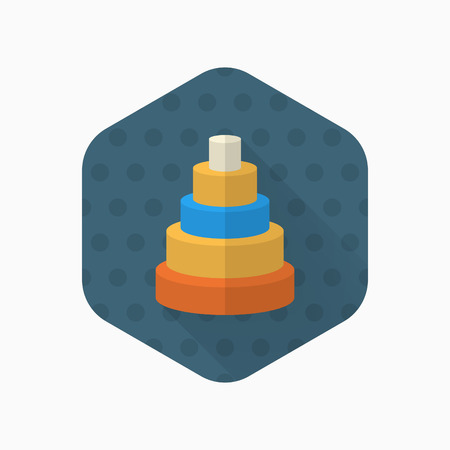 Pyramid toy icon , Vector flat long shadow design. Children's toys concept.のイラスト素材