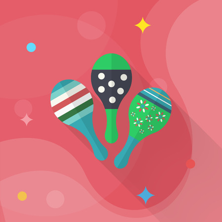 Wooden rattle icon , Vector flat long shadow design. Children's toys concept.のイラスト素材