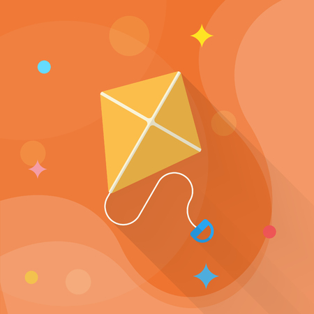 Kite icon , Vector flat long shadow design. Children's toys concept.のイラスト素材