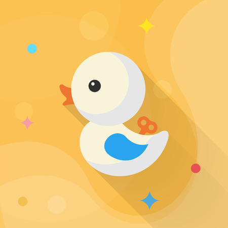 Duck toy icon , Vector flat long shadow design. Children's toys concept.のイラスト素材