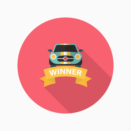 Winner icon, Vector flat long shadow design. Racing concept.のイラスト素材